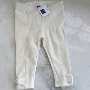 Janie and Jack Cream Knit Seam-Front Girls' Leggings